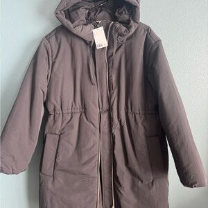 H&M Women's Hooded Puffer Coat - Dark Gray